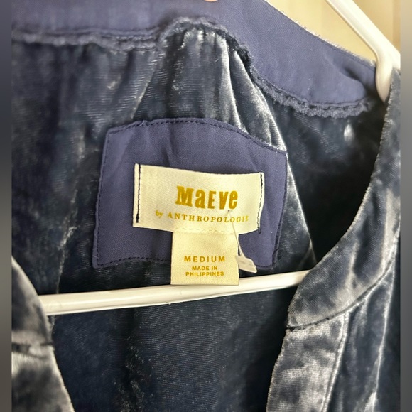 Anthro Maeve Harper Velvet Tunic Dress Blue Size Medium - Picture 5 of 11